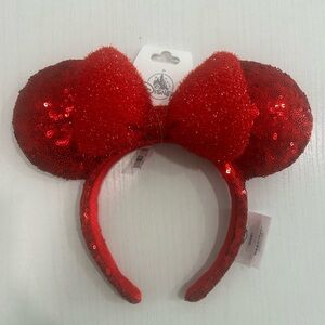 Disney Red Sequin Minnie Bow Ear Headband